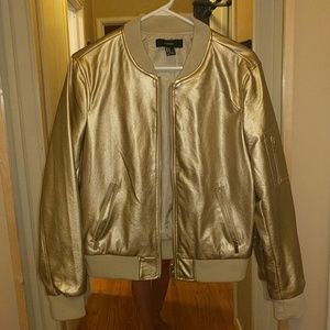 Forever 21 Metallic Gold Faux Leather Jacket